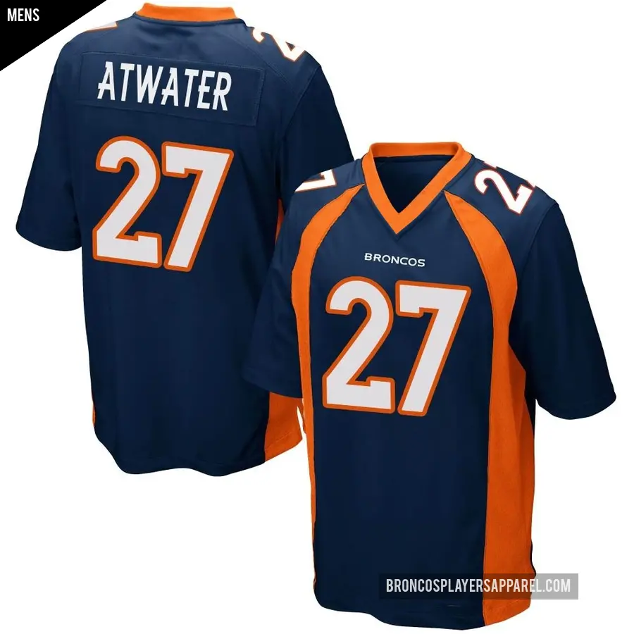 Men's Denver Broncos ＃27 Steve Atwater Navy Blue Game Alternate Jersey