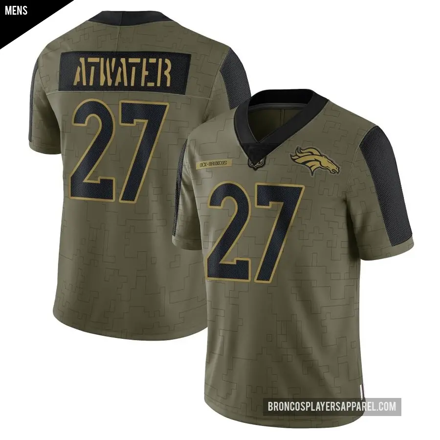 Men's Denver Broncos ＃27 Steve Atwater Olive Limited 2021 Salute To Service Jersey