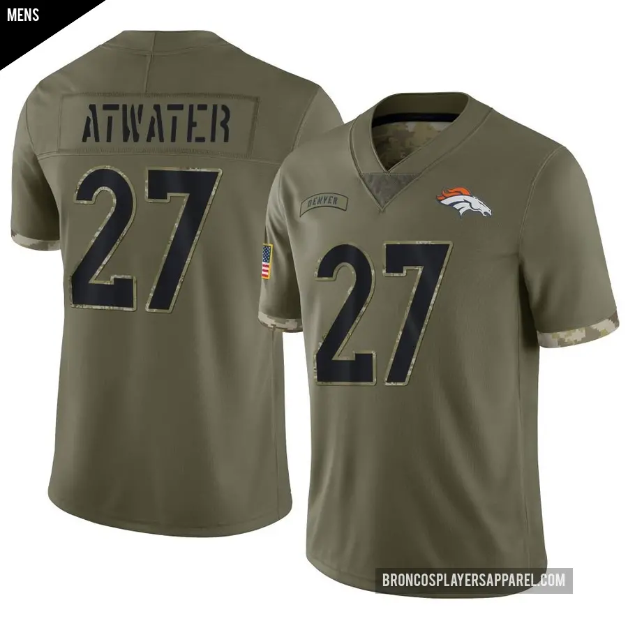 Men's Denver Broncos ＃27 Steve Atwater Olive Limited 2022 Salute To Service Jersey