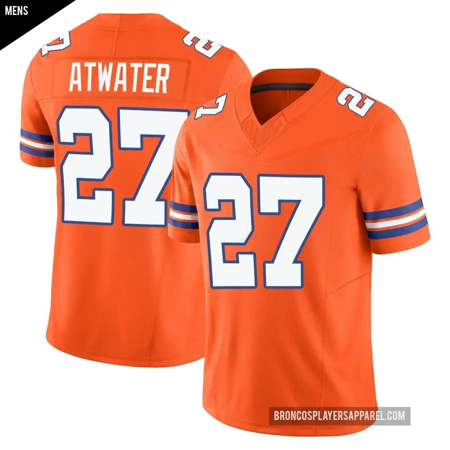 Men's Denver Broncos ＃27 Steve Atwater Orange Limited Alternate Vapor F.U.S.E. Mile High Collection 1977 Throwback Jersey