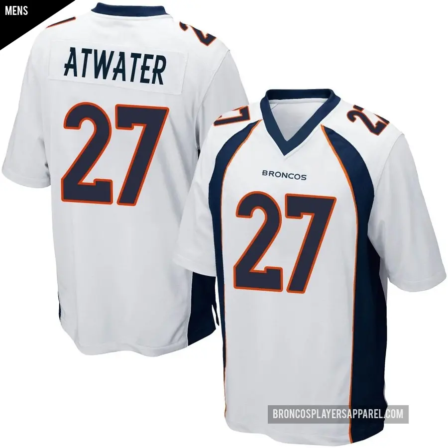 Men's Denver Broncos ＃27 Steve Atwater White Game Jersey