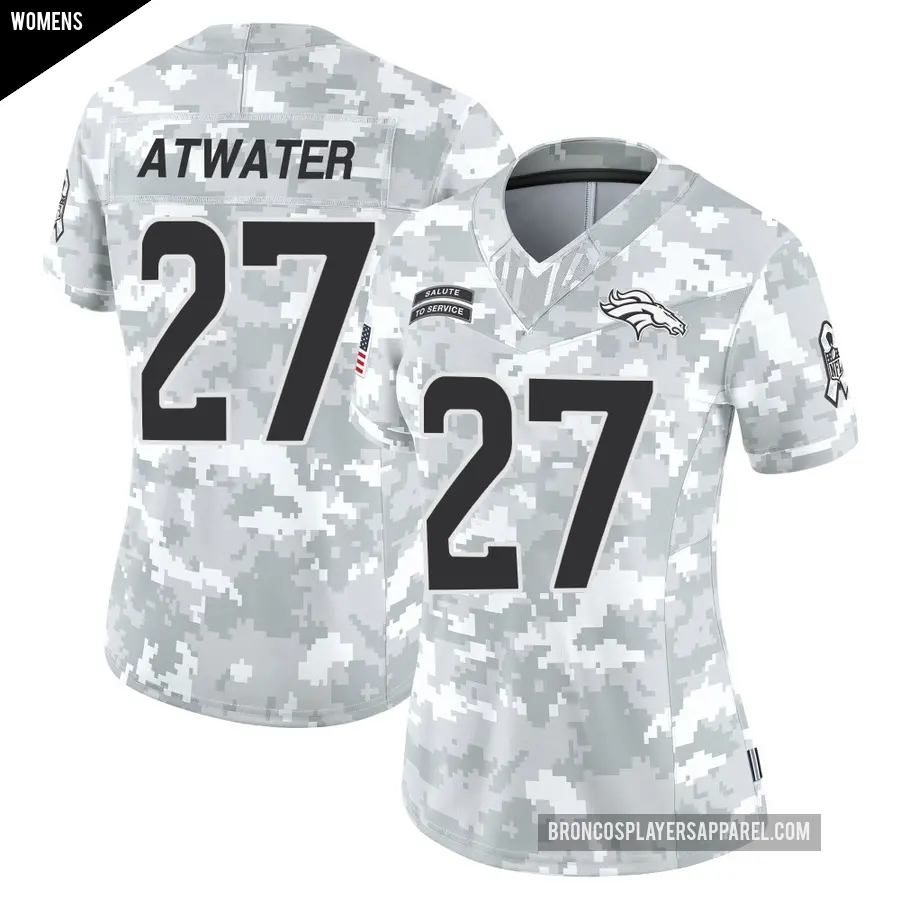 Women's Denver Broncos ＃27 Steve Atwater Arctic Camo Limited 2024 Salute to Service Jersey