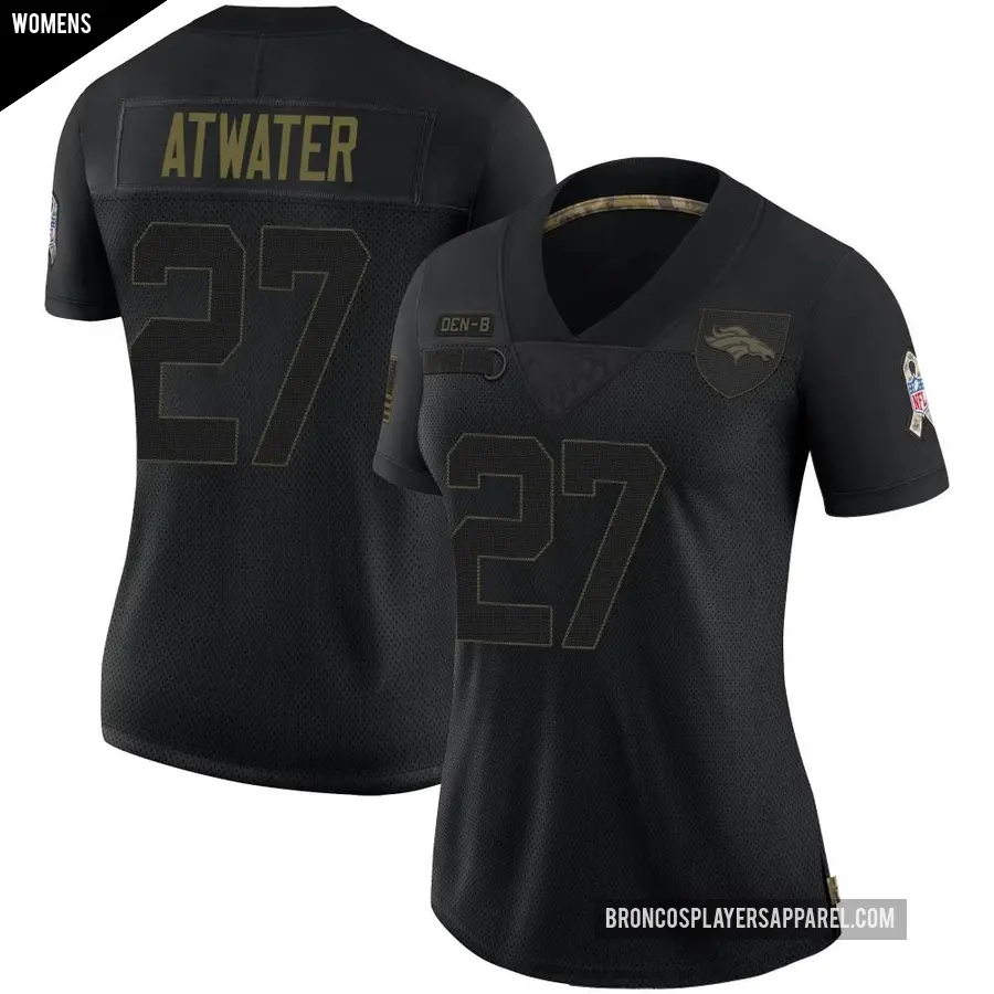 Women's Denver Broncos ＃27 Steve Atwater Black Limited 2020 Salute To Service Jersey