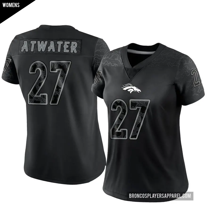 Women's Denver Broncos ＃27 Steve Atwater Black Limited Reflective Jersey