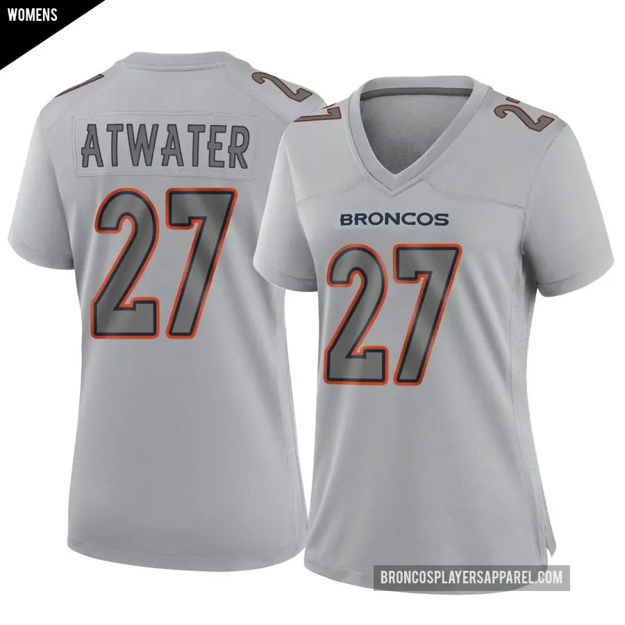 Women's Denver Broncos ＃27 Steve Atwater Gray Game Atmosphere Fashion Jersey