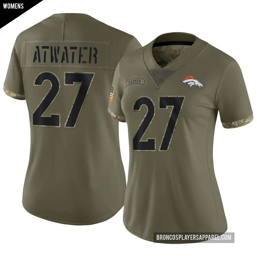 Women's Denver Broncos ＃27 Steve Atwater Olive Limited 2022 Salute To Service Jersey