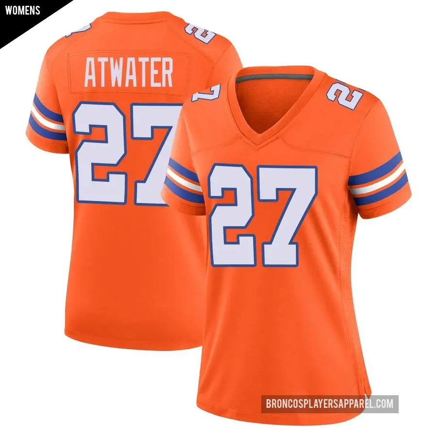 Women's Denver Broncos ＃27 Steve Atwater Orange Game Alternate Mile High Collection 1977 Throwback Jersey