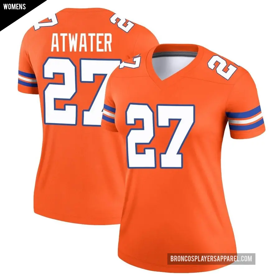 Women's Denver Broncos ＃27 Steve Atwater Orange Legend Alternate Mile High Collection 1977 Throwback Jersey