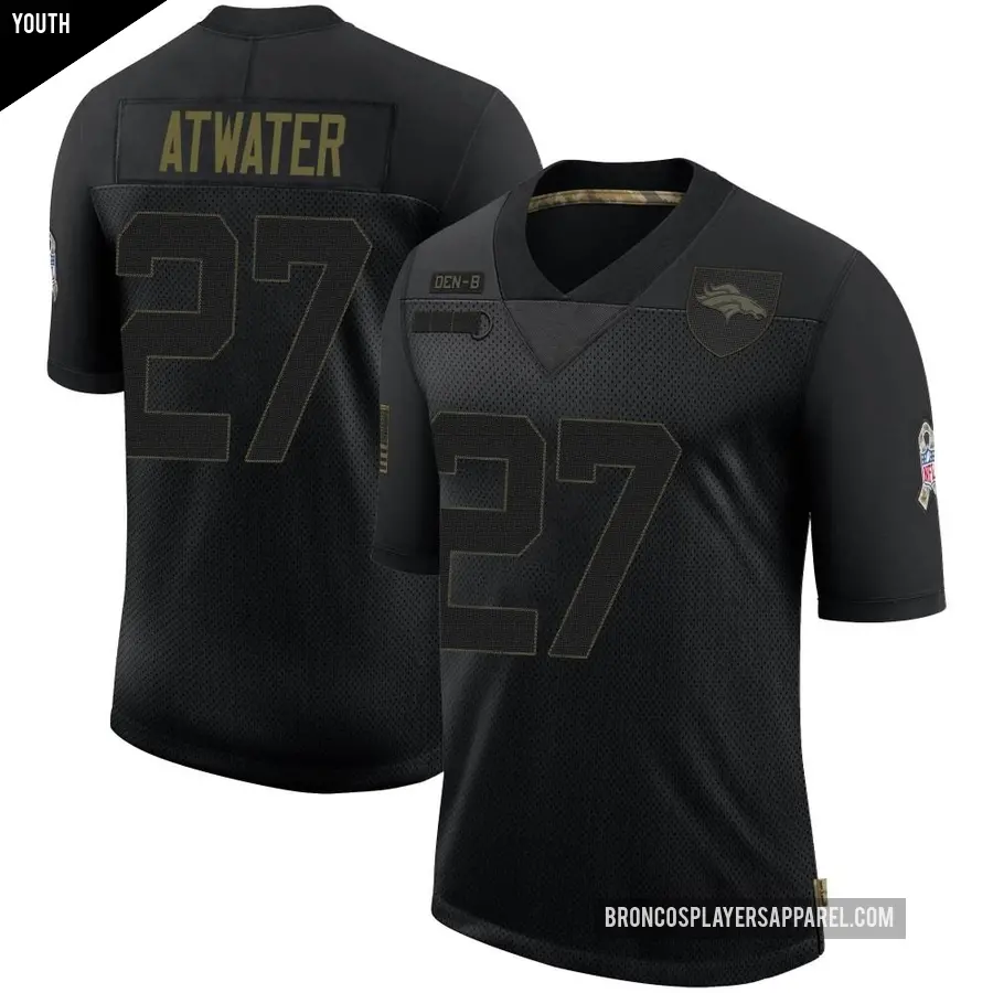 Youth Denver Broncos ＃27 Steve Atwater Black Limited 2020 Salute To Service Jersey