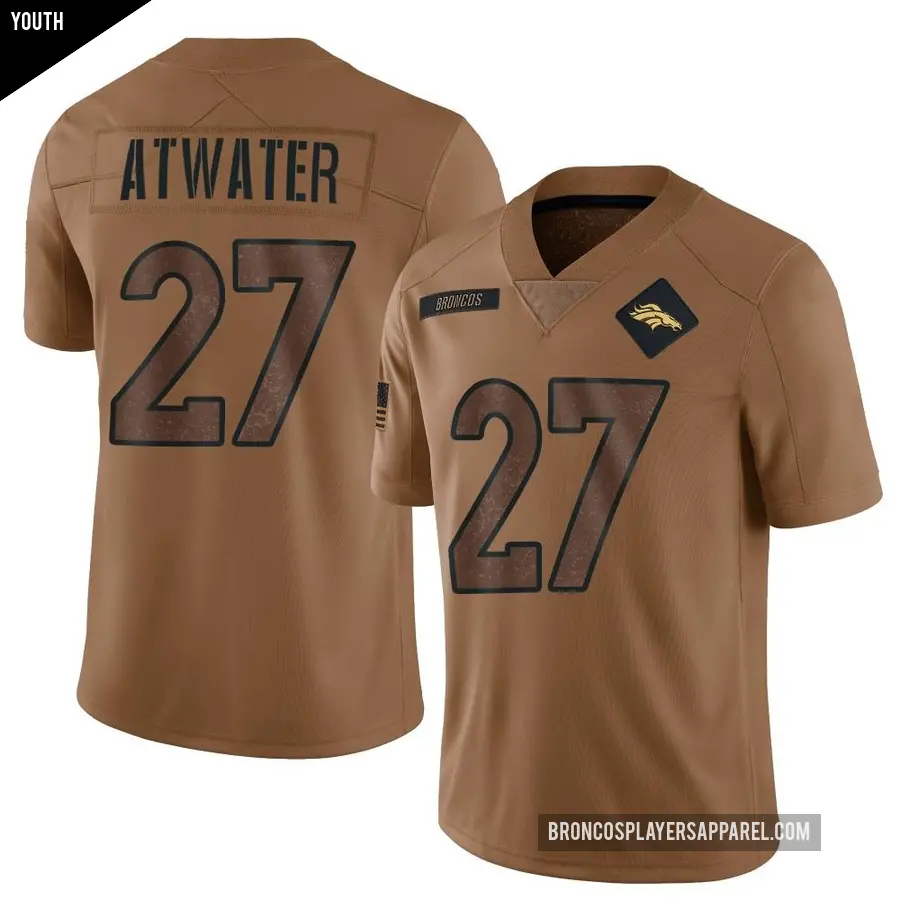 Youth Denver Broncos ＃27 Steve Atwater Brown Limited 2023 Salute To Service Jersey