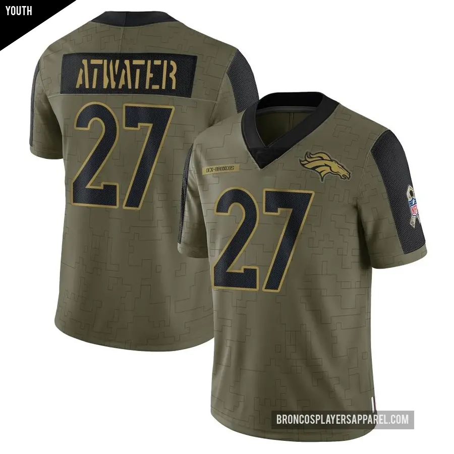 Youth Denver Broncos ＃27 Steve Atwater Olive Limited 2021 Salute To Service Jersey