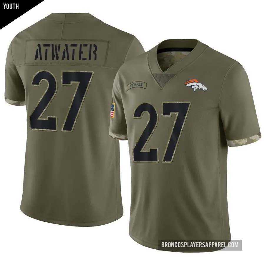 Youth Denver Broncos ＃27 Steve Atwater Olive Limited 2022 Salute To Service Jersey