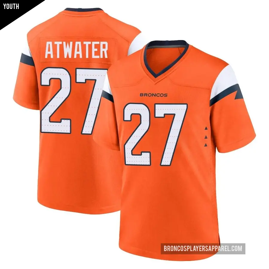 Youth Denver Broncos ＃27 Steve Atwater Orange Game Jersey