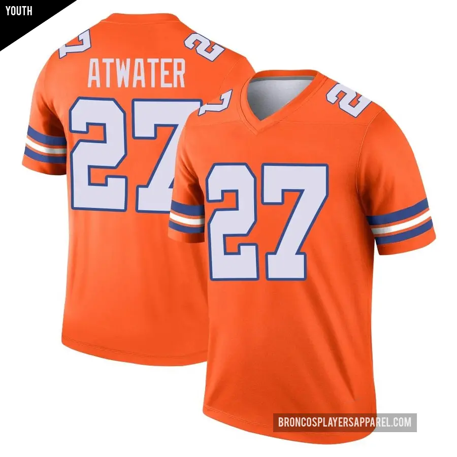 Youth Denver Broncos ＃27 Steve Atwater Orange Legend Alternate Mile High Collection 1977 Throwback Jersey